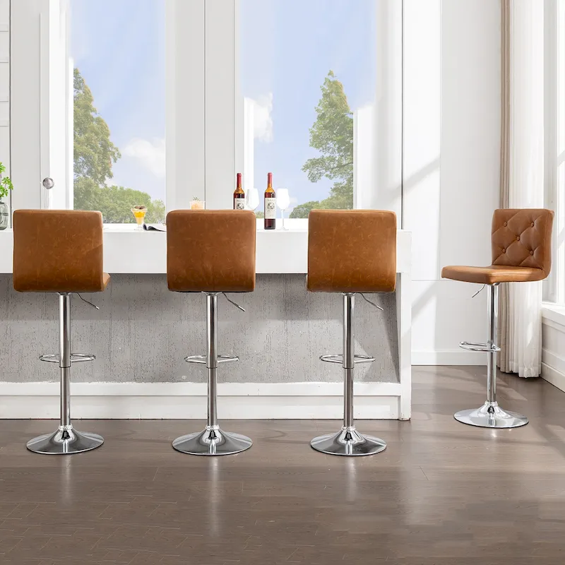 Javlergo Set of 4 Bar Stools Adjustable Swivel Counter Height Barstools with Back