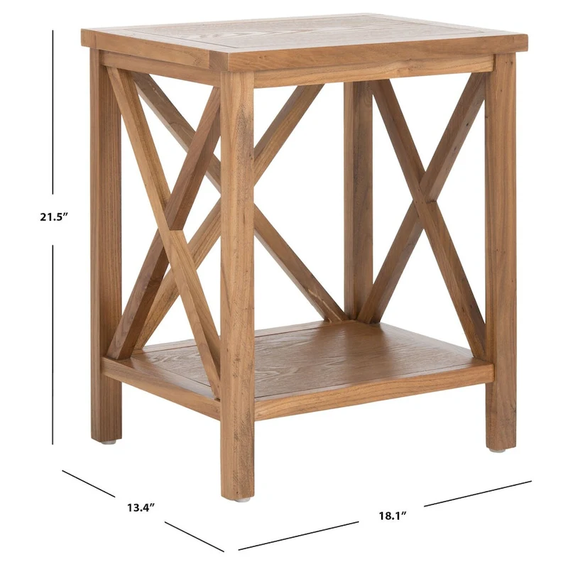 SAFAVIEH Yasumi White Cross Back End Table - 18.1  x 13.4  x 21.5  - 18Wx13Dx22H