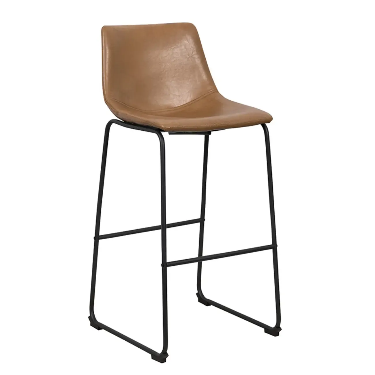 Modern Pedestal Upholstered Leather Counter Height Bar Stools