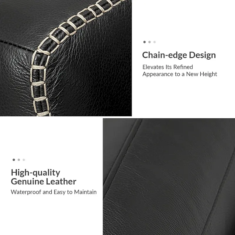 Rita 81.5 Genuine Leather Tuxedo Arm Sofa Couch With Solid Wood Legs By HULALA HOME