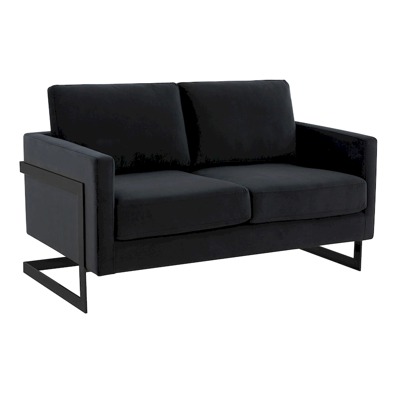 Upholstered Loveseat Sofa in Velvet Fabric with Removable Cushions and Stainless Steel Frame