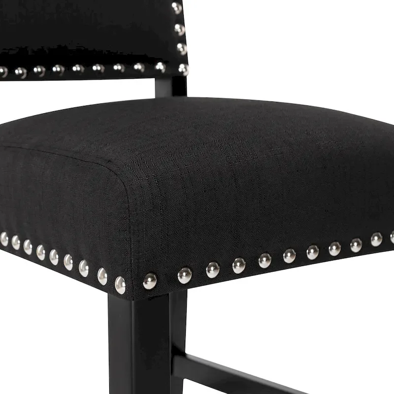 28 Inches Fabric Barstools Upholstered Bar stools Pub Chairs with Back and Silver Nailhead Trim Set of 2