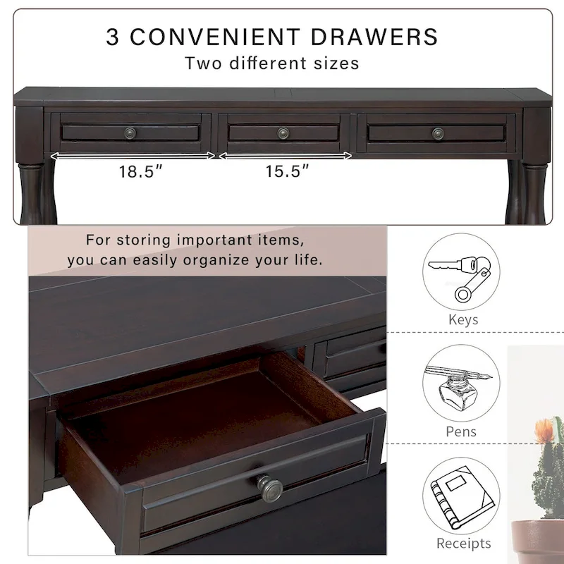 Merax 64 Long Extra-thick Console Table with Drawers and Shelf