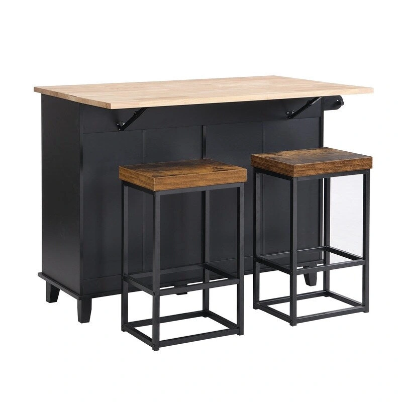 Kitchen Island Set with Drop Leaf and 2 Seatings