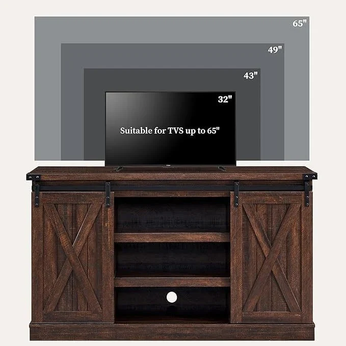 Wood Media Console TV Stand Entertainment Center