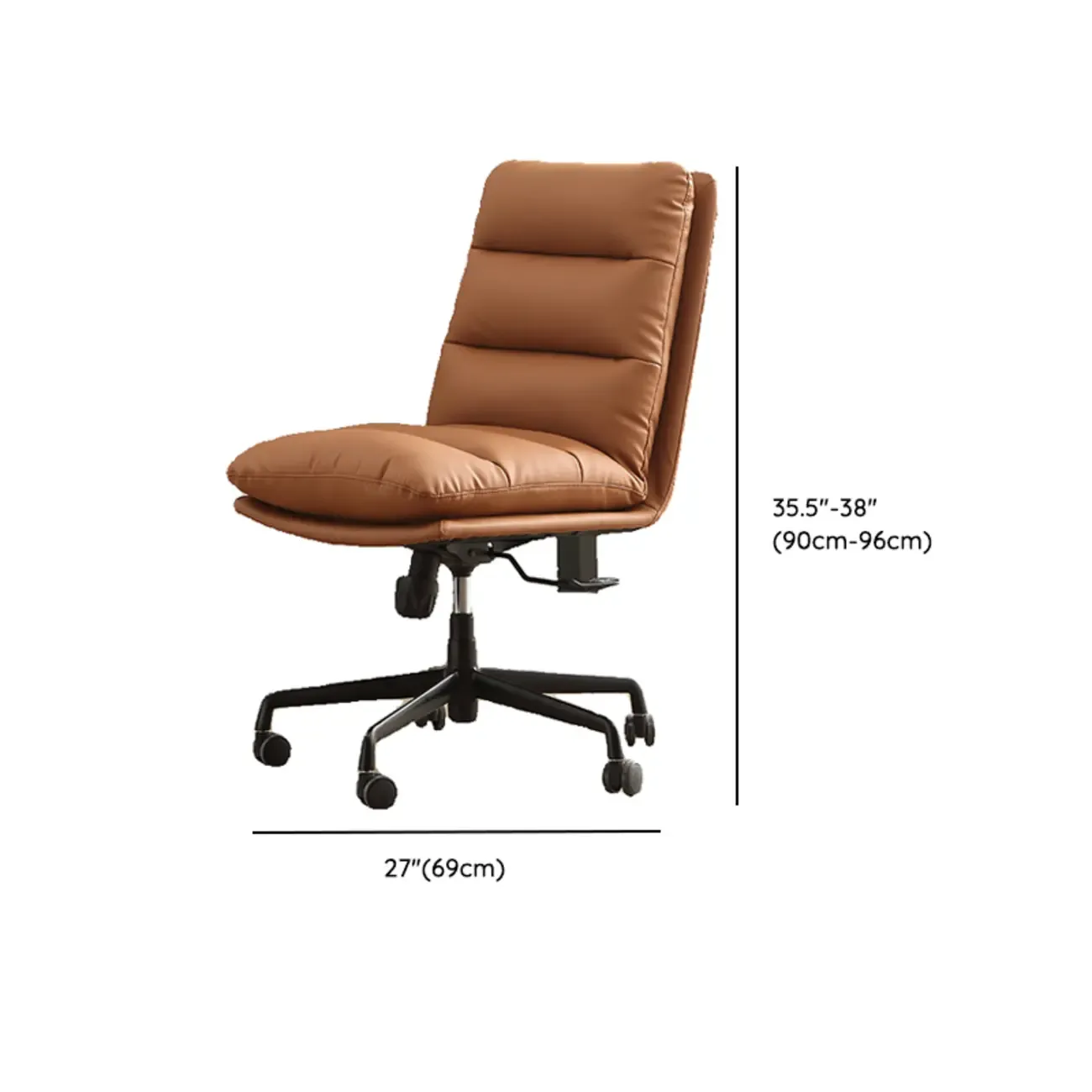 Modern Brown Leather Swivel Office Chair