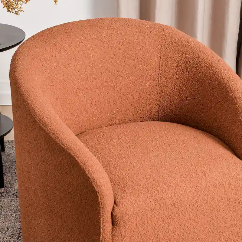 KINWELL 32 W Boucle Upholstered Swivel Barrel Armchair (Set of 2)