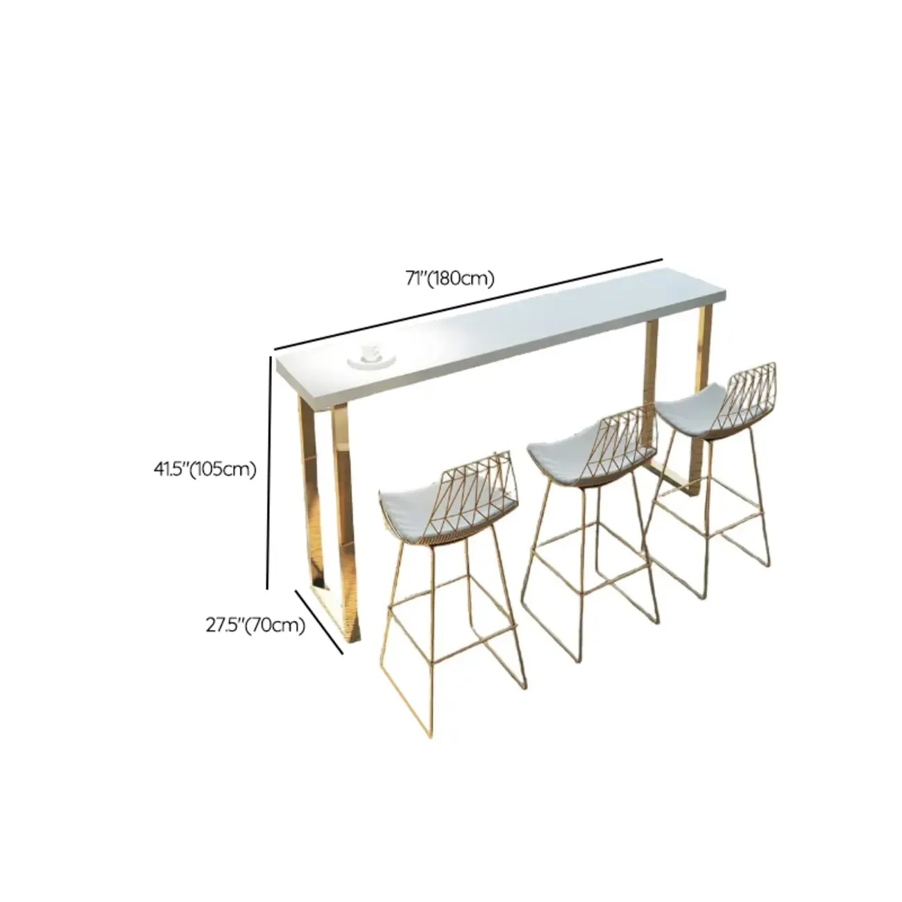 Lavish White Wood Gold Metal Sled Bar Tables