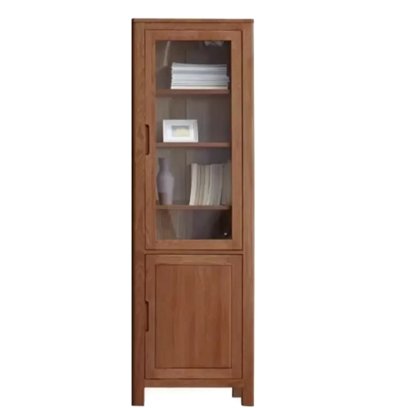Modern Wooden Bookcase with Glass Cabinets for Home