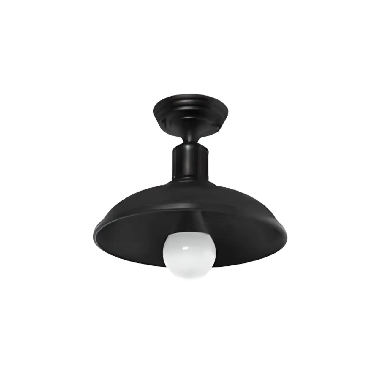 Industrial LED Semi Flush Ceiling Light with Black Iron Shade