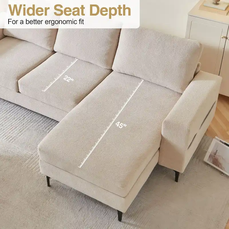 HOOOWOOO L-Shaped Upholstered Sofa Couch with Metal Legs