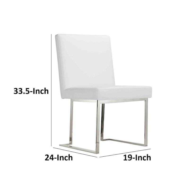 Boly 19 Inch Side Dining Chair Set of 2, Chrome Cantilever Steel Base White