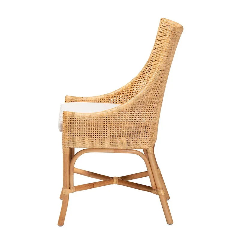 Modern Bohemian Natural Brown Rattan Dining Chair