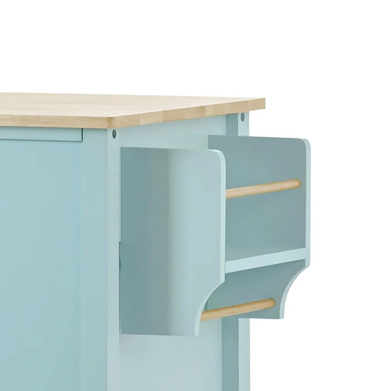 Classic Wooden Kitchen Island Cart with 2 Drawers, 2 Cabinets, a Towel Rack and a Spice Rack