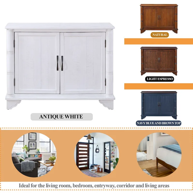 Mid Century 40 Sideboard Buffet Console Table with Adjustable Shelf