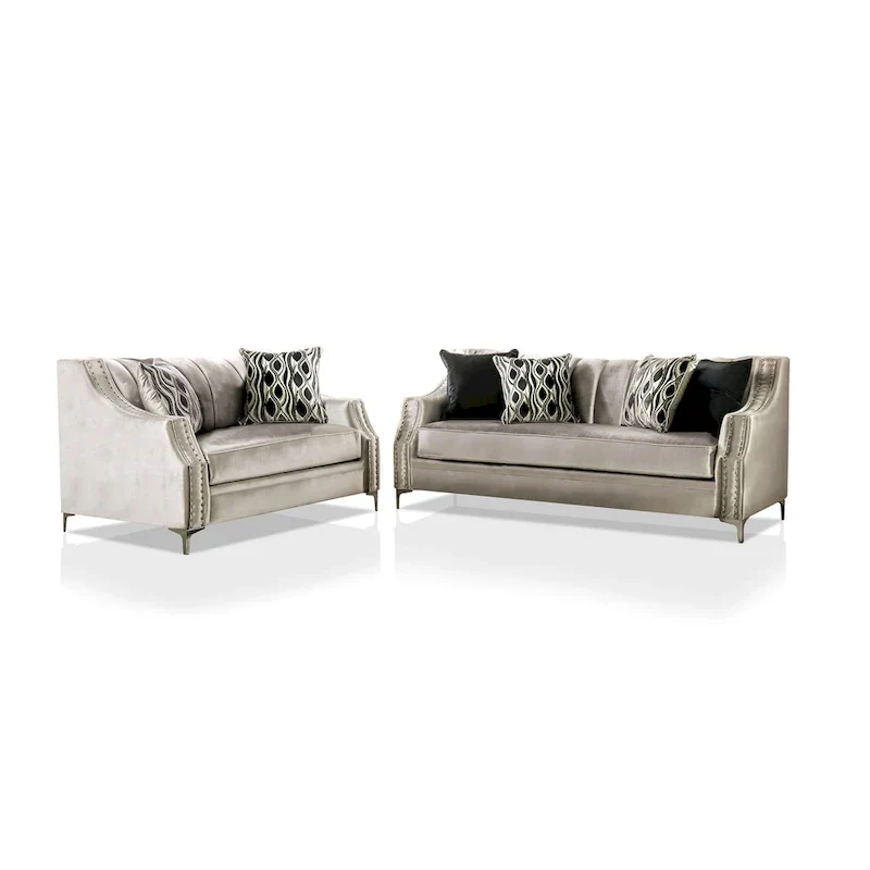 Vynn Transitional Chenille Sloped Arms 2-Piece Living Room Set by Furniture of America