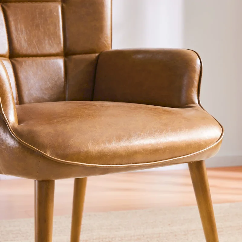 High-back Tufted Accent Chair Set of 2 Cream/ Brown/ Taupe