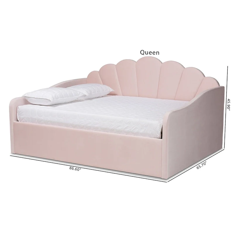 Timila Modern Velvet Upholstered Daybed-Light Pink