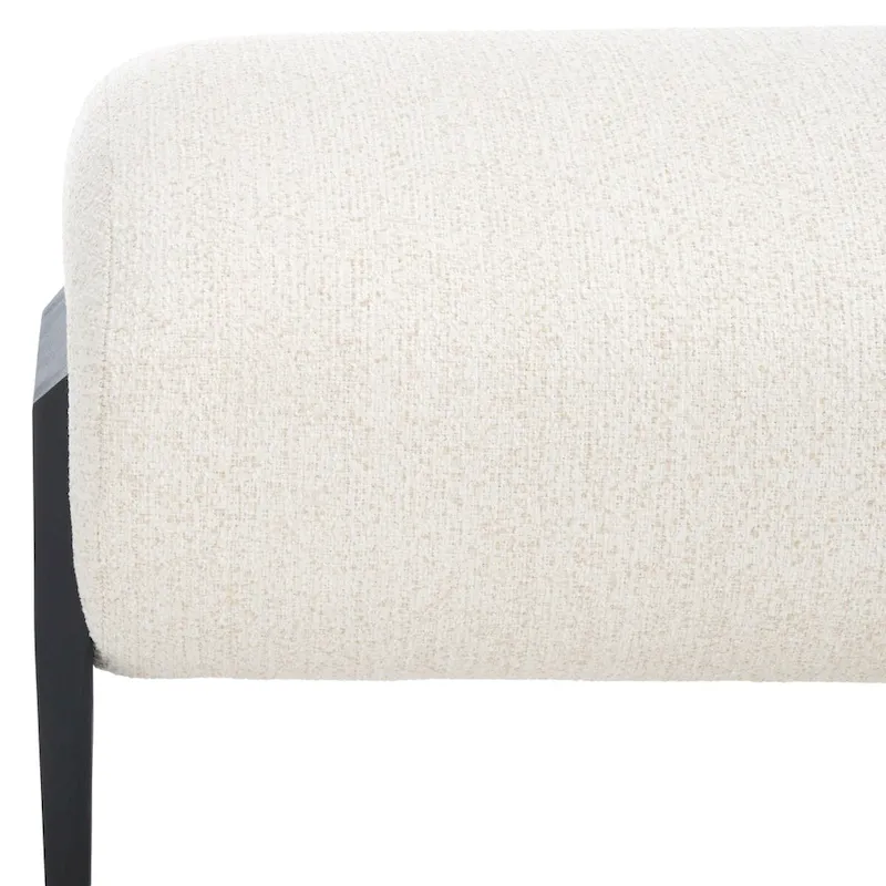 Upholstered Bench in Light Beige / Creme with Black Legs – Seats 2