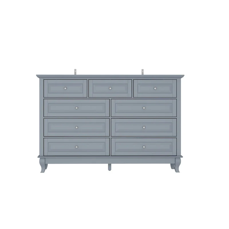 9-Drawer Dresser with Solid Wood Legs Chest Of Drawers Lacquer Console