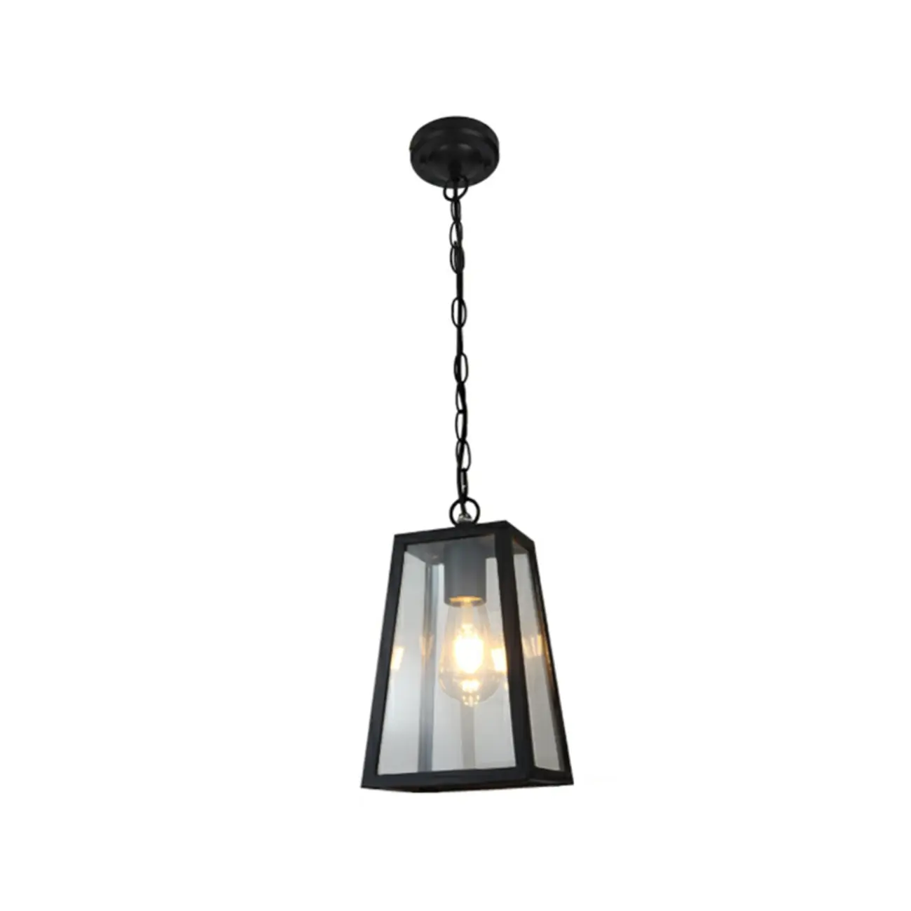 Industrial Black Metal Courtyard Pendant Lights in Adjustable