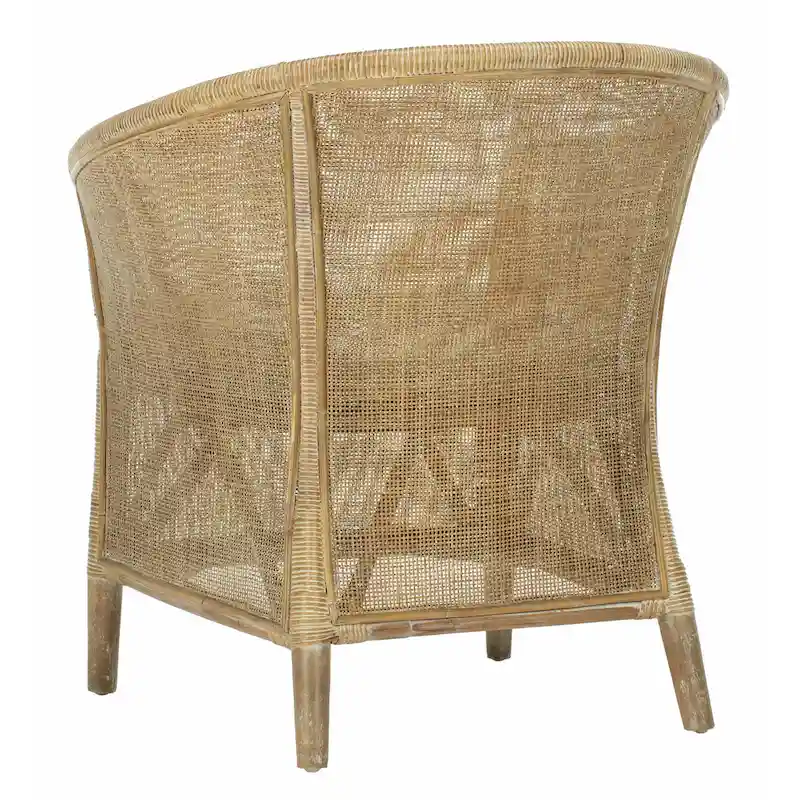 SAFAVIEH Basilina Rattan Arm Chair Washed - 31.5 x 29.9 x 25.6 - 30Wx26Dx32H