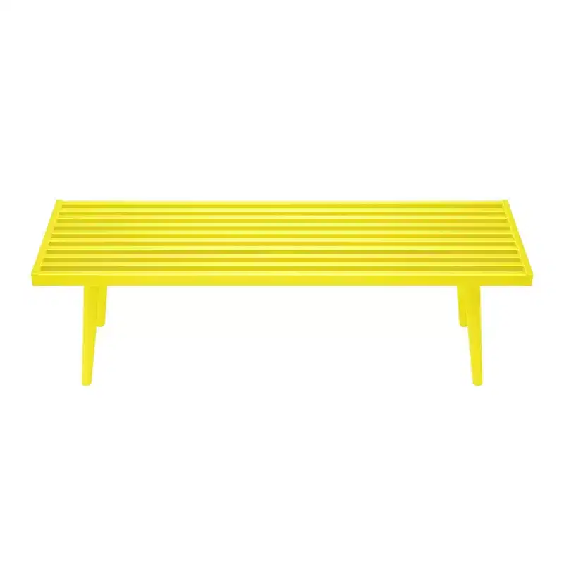 Mid-Century Solid Wood Bench – Black/Clay/Natural/Pecan/Teal/Walnut/White/Yellow – Seats 1