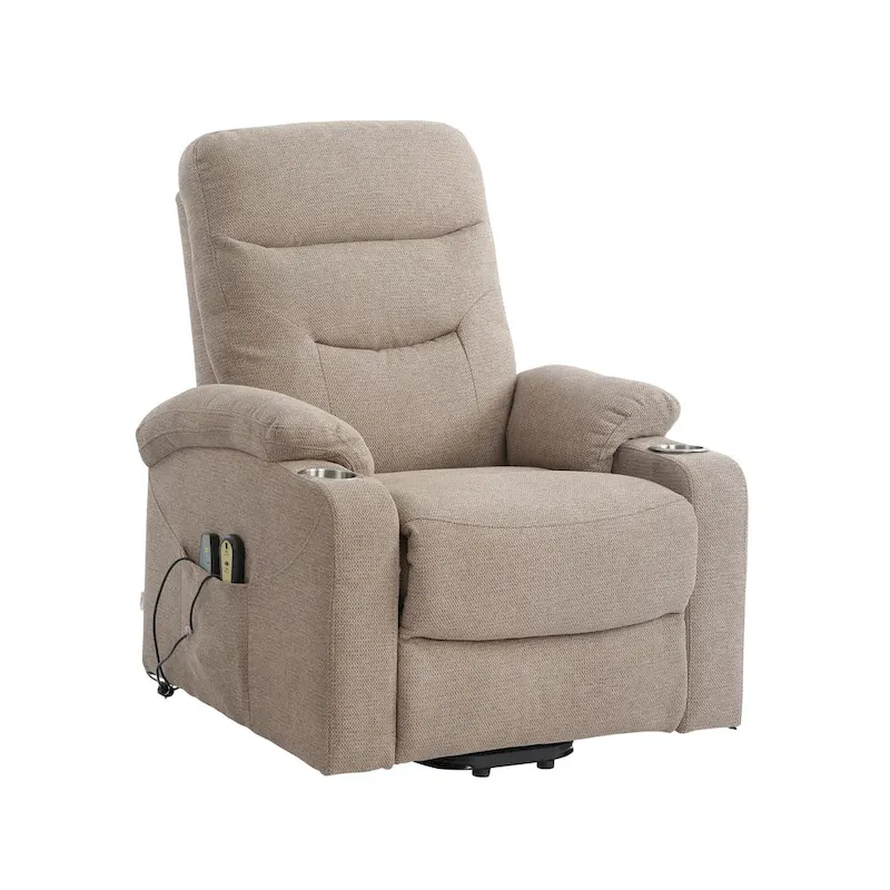 Clihome Soft Upholstered Electric Massage Recliner with Cup Holder