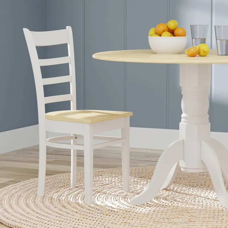 5-Piece Dining Set, 42 Round Drop-Leaf Table and Slat Back Chairs