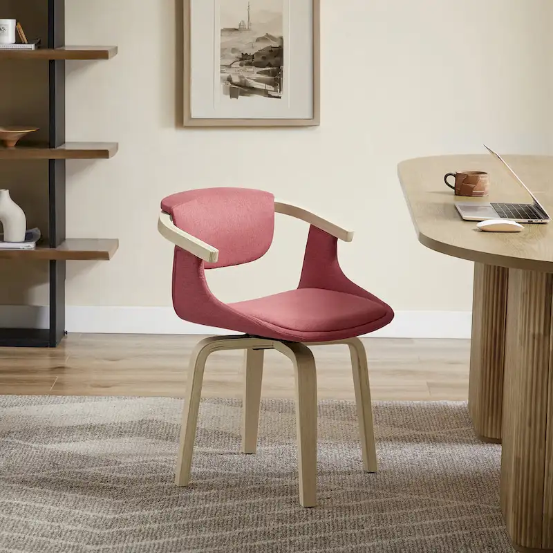 Art Leon Swivel Upholstered and Wood Accent Chair