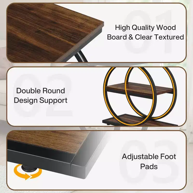 MAYEERTY 2-Pack Rustic Side Table Open Shelf Waterproof Anti-Slip Stable Design