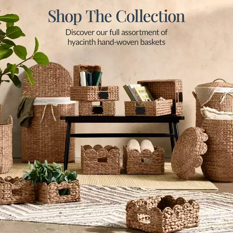 Water Hyacinth Laundry Hamper with Lid – Chestnut / Natural, 1-Person