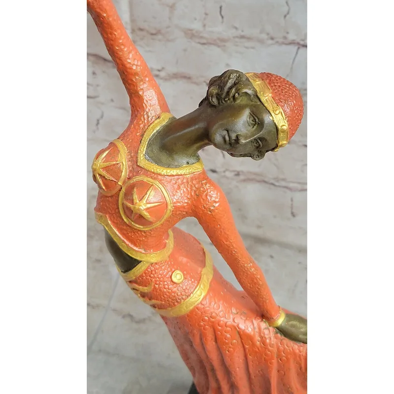 Signed D.H.Chiparus Bronze Statue, Art Deco Dancer Sculpture Hand Made Figurine