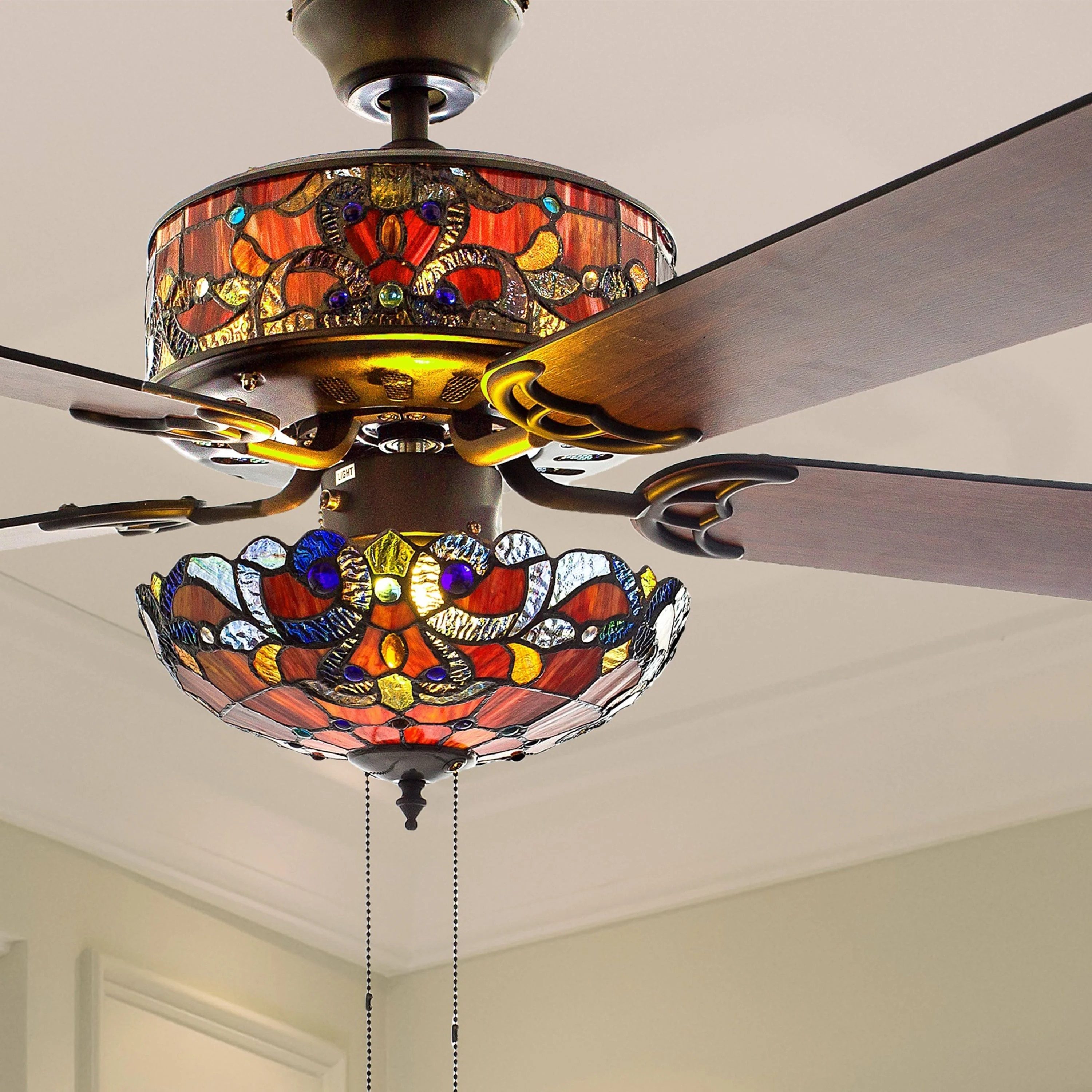 Copper Grove Guasipati 52-inch Tiffany-style Magna Carta Ceiling Fan - 52L x 52W x 16.5