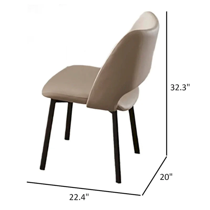 22-Inch Dining Chairs (Set of 2) — Beige Faux Leather, Armless with Open Back