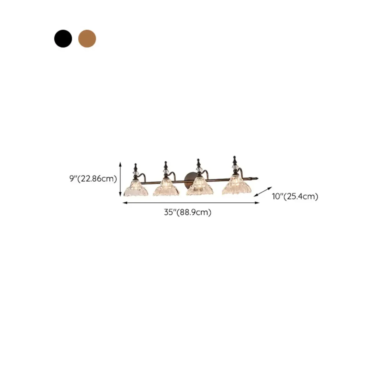 Modern Flower Glass Bathroom Vanity Light in Black/Brass