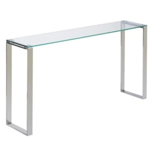 Glass Top Console Table with Metal Frame