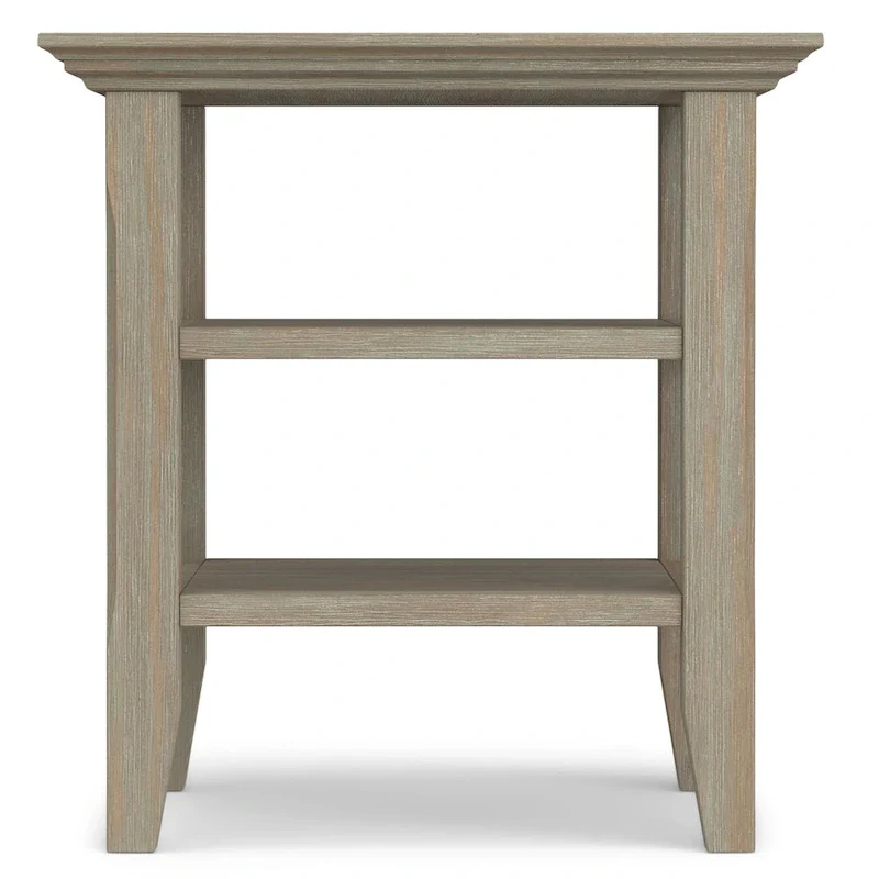 Square End Table with Open Shelves - 19 Inch Wide