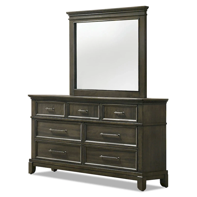 Furniture of America Evva Traditional Grey Wood 6-Piece Panel Bedroom Set