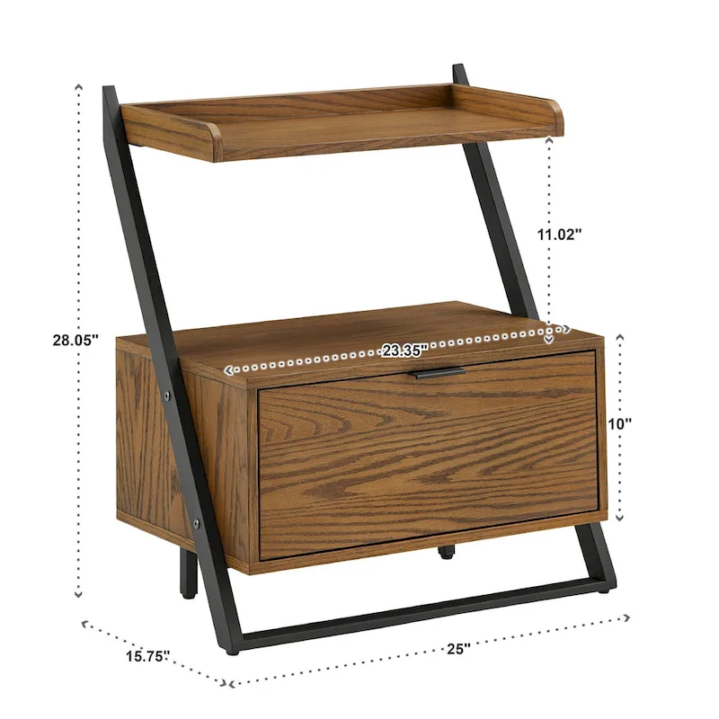 Eldersley Two-tone Black & Oak finish Nightstand by