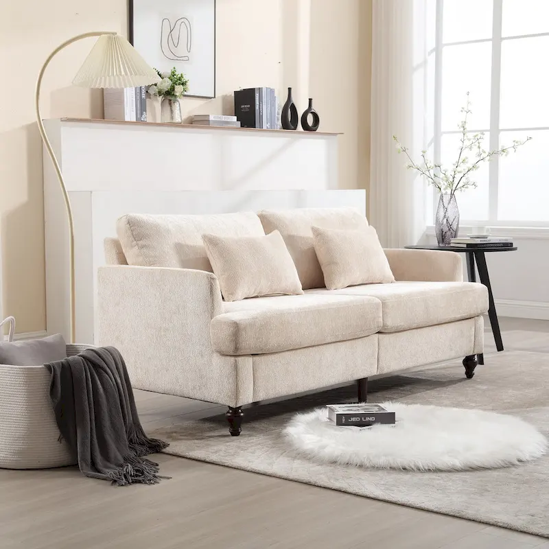 Modern Chenille Fabric Loveseat, 2-Seat Upholstered Loveseat Sofa