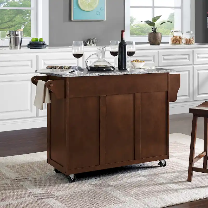 Crosley Eleanor Solid Granite Top Kitchen Cart - 18d x 51.5w x 36.25h