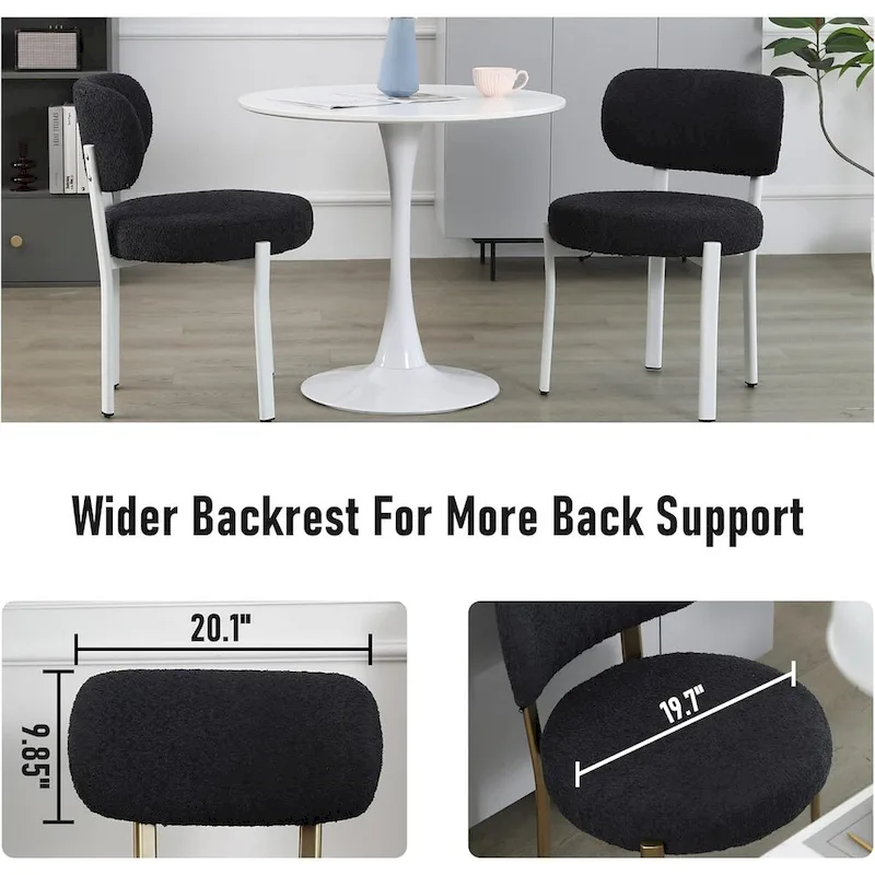 XINMICS Upholstered Modern Boucle Dining Room Chairs with White Metal Legs