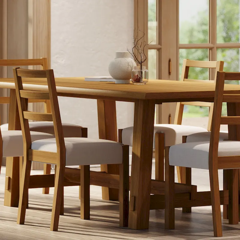 Rectangular Wooden Dining Table (Weathered Black Finish)