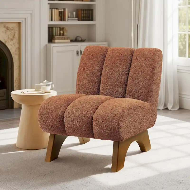 Art Leon Modern Wood and Fabric Accent Sofa Chair