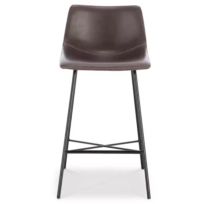 Poly & Bark Set of 3 24" High Paxton Counter Height Barstools Brown: Upholstered, Steel Frame, Modern Design