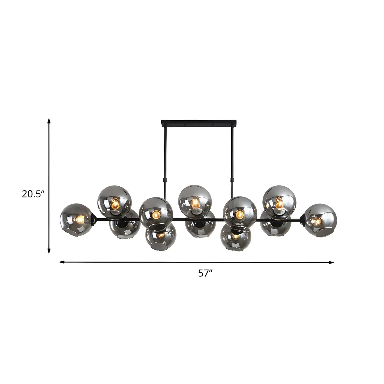 Colonial Black Glass Globe Island Pendant Light