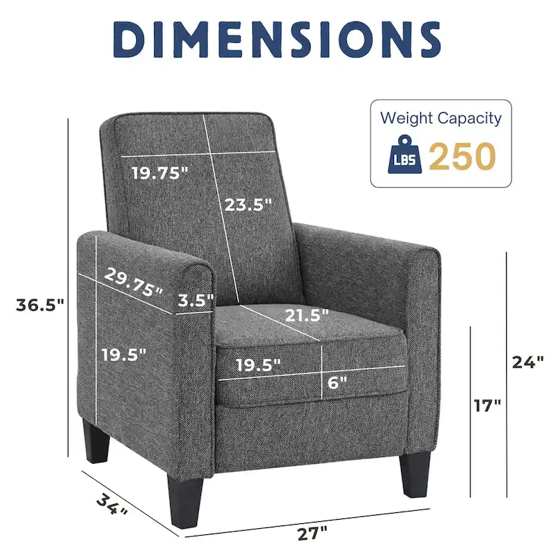 Haynes Traditional Fabric Welted Padded Recliner Chair by Furniture of America