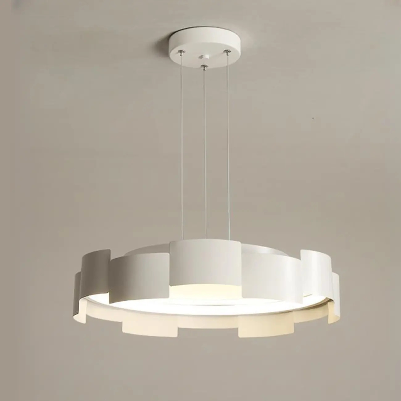 Modern Adjustable White Round LED Chandelier