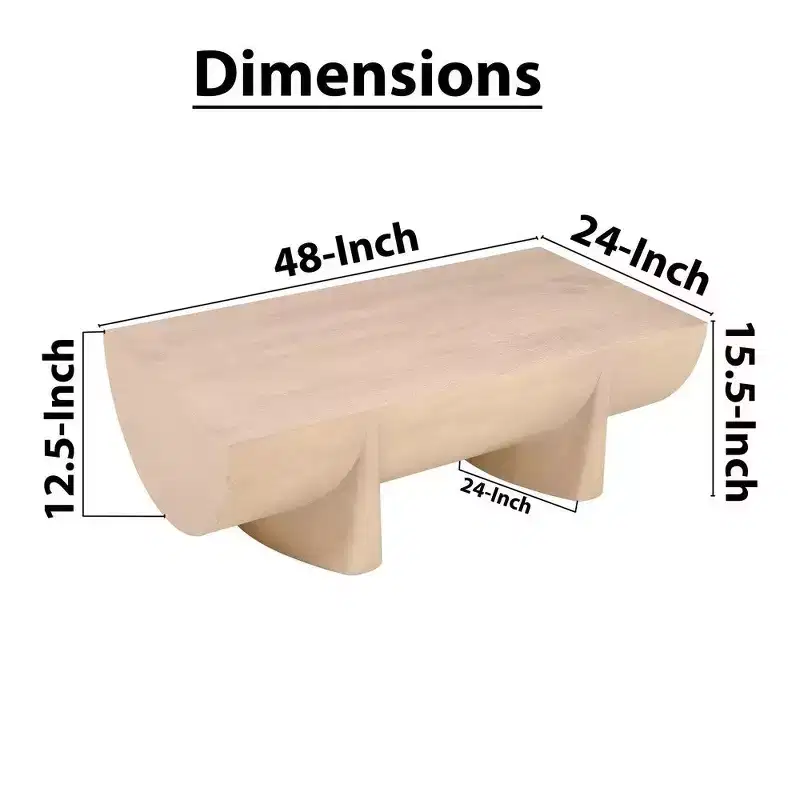 Royal Hampton Coffee Table | 48 Log Design | Natural Mango Wood Hand Crafted
